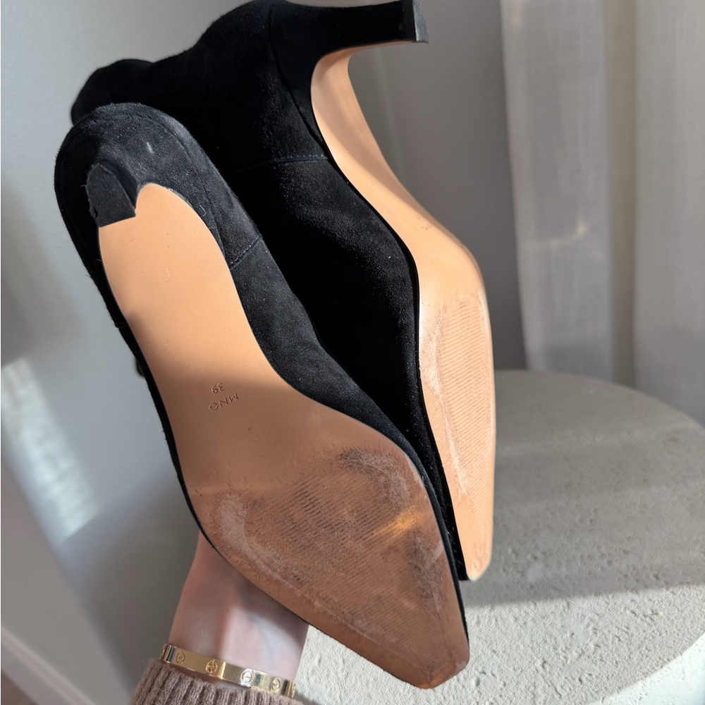 Mango Black Heeled Suede Boots - Picture 4 of 4